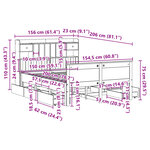vidaXL Lit bibliothèque sans matelas cire marron 150x200 cm pin massif