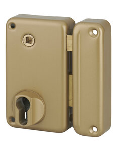 THIRARD - Boitier de serrure verticale en applique double entrée à fouillot pour entrée  droite  axe 45mm  75x130mm  or - THIRARD