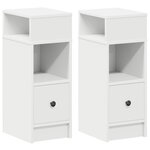 vidaXL Tables de chevet 2 Pièces avec tiroir blanc 25x31x66 cm
