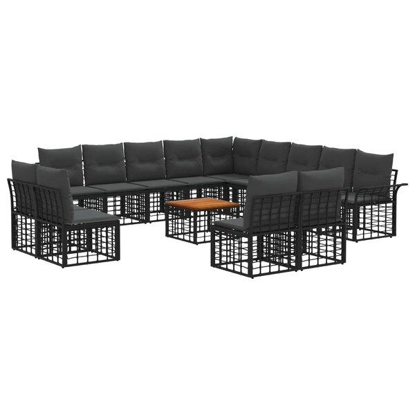 vidaXL Ensemble de canapés d'extérieur 14 Pièces Noir et Gris foncé