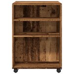 vidaXL Table d'appoint avec roues vieux bois 55x60x78 cm