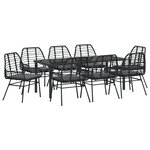 vidaXL Ensemble de salle à manger de jardin 9 pièces avec coussins en Rotin Poly Noir