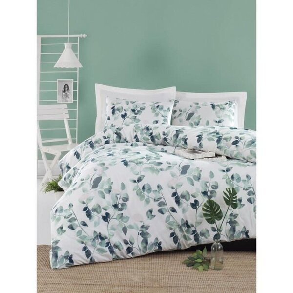 Parure de lit - housse de couette 220 x 240 + 2 taies d'oreiller 60 x 60 65 coton- Vert