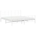 vidaXL Cadre de lit métal avec tête de lit/pied de lit blanc 193x203cm