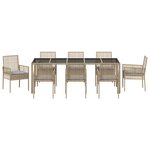 vidaXL Ensemble de salle à manger de jardin 9 pièces Beige en poly rotin