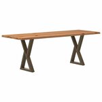 vidaXL Table à manger avec bord vivant 220x80x74 cm bois massif chêne
