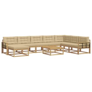 vidaXL Ensemble de canapés d'extérieur 9 pc Blanc et Beige