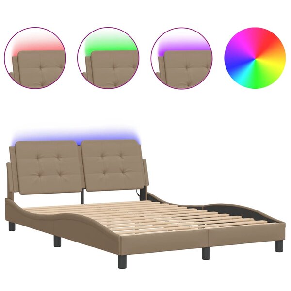 vidaXL Cadre de lit avec LED sans matelas cappuccino 140x200 cm