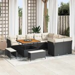 vidaXL Ensemble de canapé de jardin avec coussin 12 Pièces Noir et crème