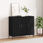vidaXL Buffet en chêne noir 90x34x80 cm en bois d'ingénierie