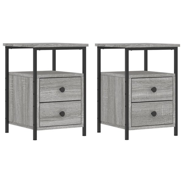 vidaXL Tables de chevet 2 Pièces sonoma gris 34x35 5x50cm bois ingénierie
