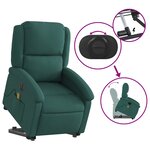 vidaXL Fauteuil inclinable de massage électrique Vert foncé Tissu