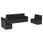 vidaXL Salon de jardin 8 Pièces avec coussins noir résine tressée