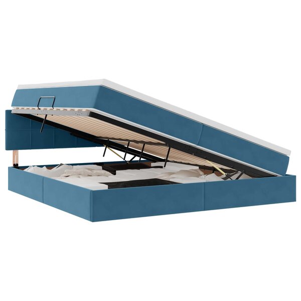 vidaXL Lit de Rangement Bleu foncé 200 x 200 cm Velours