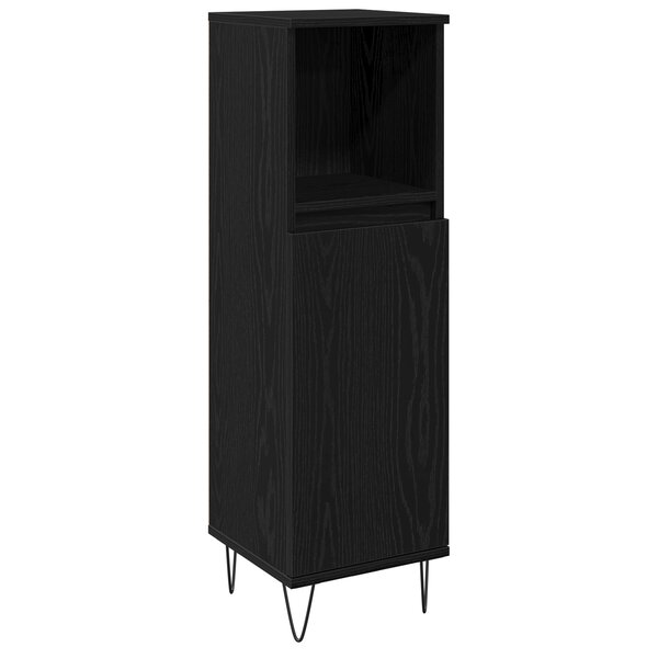 Meuble de salle de bains vidaXL Noir Chêne 30x30x100 cm Bois d'ingénierie
