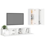 vidaXL Ensemble de meubles TV 4 Pièces Blanc Bois d'ingénierie