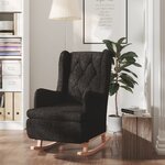 vidaXL Fauteuil avec pieds à bascule en bois d'hévéa Noir Tissu