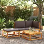 vidaXL Salon de jardin avec coussins 3 Pièces bois massif d'acacia