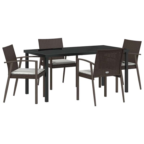 vidaXL Ensemble de salle à manger pour jardin 5 Pièces Marron et Noir
