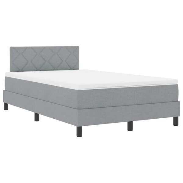 vidaXL Lit box spring avec matelas & LED gris clair 120x190 cm tissu