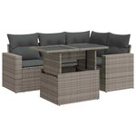 vidaXL Salon de jardin 5 Pièces avec coussins gris résine tressée