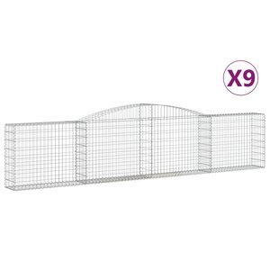 vidaXL Paniers à gabions arqués 9 Pièces 400x30x80/100 cm Fer galvanisé