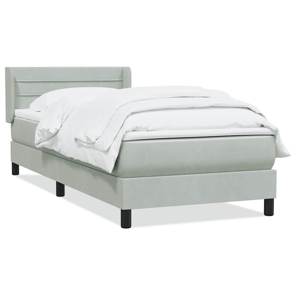 vidaXL Sommier à lattes de lit et matelas gris clair 90x220 cm velours