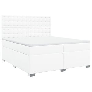 vidaXL Sommier à lattes de lit avec matelas Blanc 200x200cm Similicuir