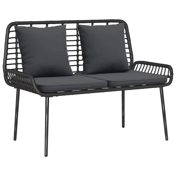 vidaXL Banc de jardin Noir et anthracite Rotin synthétique et acier