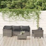 vidaXL Salon de jardin 6 Pièces avec coussins Gris Résine tressée