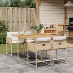 vidaXL Ensemble à manger de jardin avec coussins 5Pièces Beige poly rotin