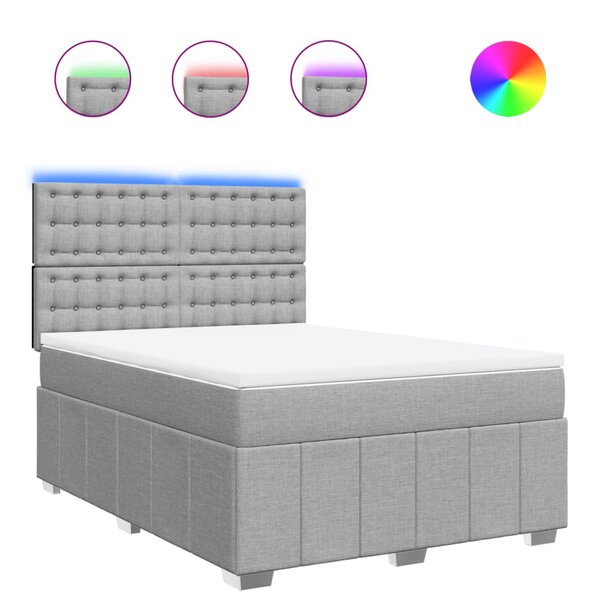 vidaXL Sommier à lattes de lit avec matelas Gris clair 140x190cm Tissu