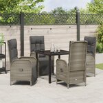 vidaXL Ensemble de salle à manger de jardin 5 pièces avec coussins gris poly rattan