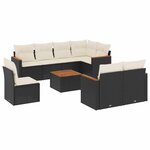vidaXL Salon de jardin 9 Pièces avec coussins noir résine tressée