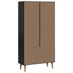 vidaXL Vitrine en Verre MOLDE 90 x 35 x 175 cm Bois de pin massif Noir
