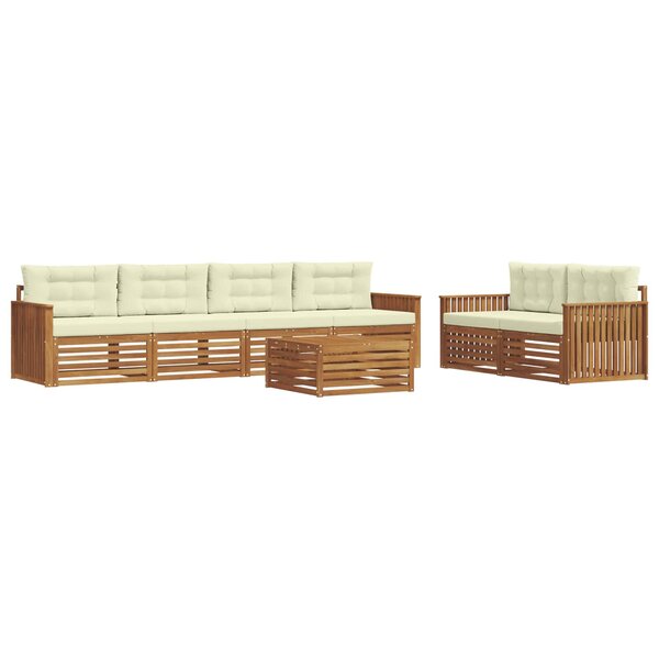 vidaXL Ensemble de canapés d'extérieur 7 pc Naturel et Crème