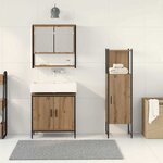 vidaXL Ensemble de mobilier de salle de bain avec étagère 3 Pièces Marron