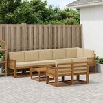 vidaXL Ensemble de canapés d'extérieur 9 pc Naturel et Beige Polyester