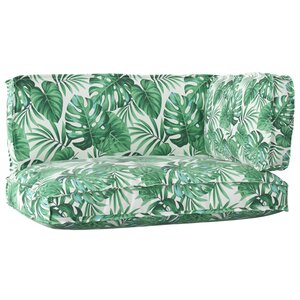 vidaXL Ensemble de coussins pour palette en 3 pièces avec motif de feuilles en tissu Oxford