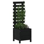 vidaXL Jardinière avec support noir 39x39 5x114 cm bois de pin massif