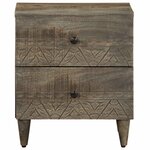 vidaXL Tables chevet 2 Pièces gris clair 40x33x46 cm bois manguier solide