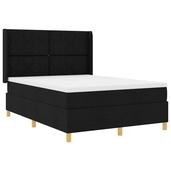vidaXL Lit à ressorts avec matelas Noir 140 x 200 cm tissu