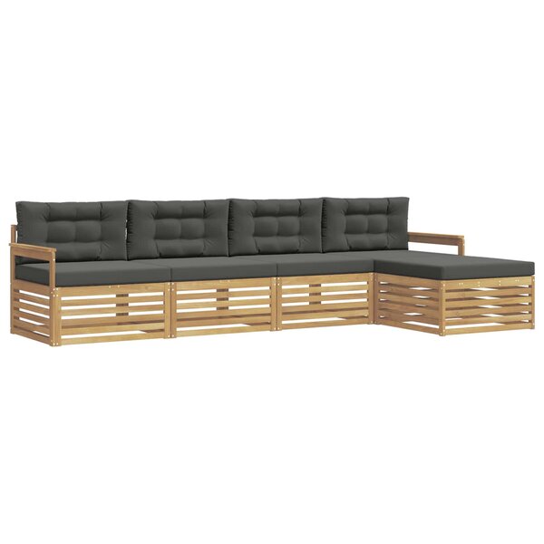 vidaXL Ensemble de canapés d'extérieur 5 pc Blanc et anthracite
