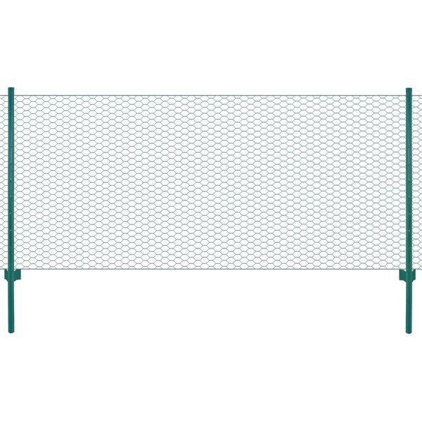 vidaXL Clôture en grillage métallique avec poteaux Acier 25x0 5 m Vert