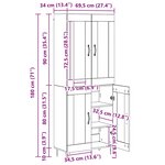 vidaXL Haut Armoire Chêne artisanal 69 5 x 34 x 180 cm