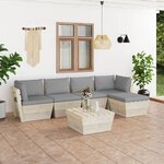 vidaXL Salon de jardin palette 6 Pièces avec coussins bois d'épicéa