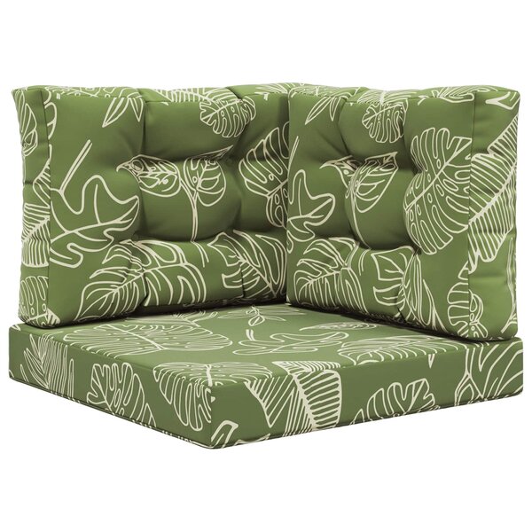 vidaXL Coussin de canapé d'extérieur 3 Pièces Modèle feuille Polyester