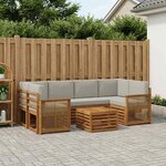 vidaXL Ensemble de canapés d'extérieur 7 pc Naturel et gris clair