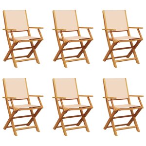 vidaXL Chaises de jardin pliantes lot de 6 beige tissu et bois massif