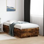 vidaXL Cadre de lit avec lumières LED chêne fumé 90x190 cm